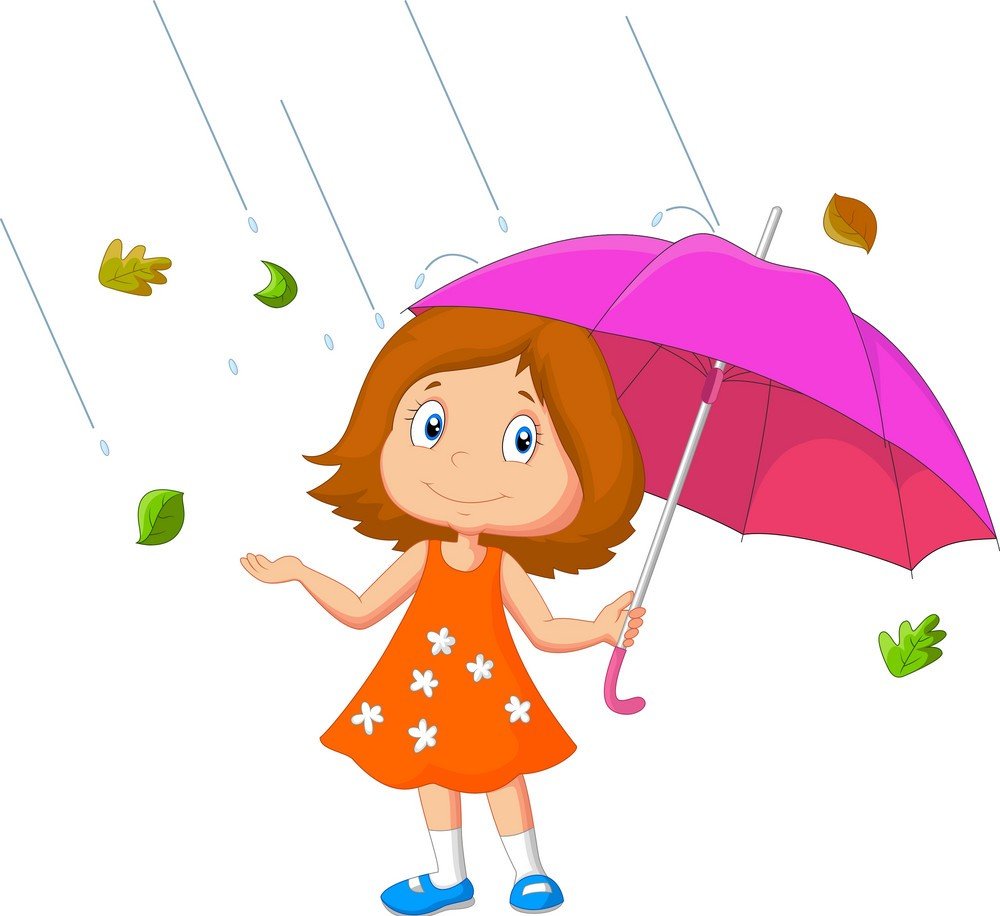 Мультяшная девочка с зонтиком